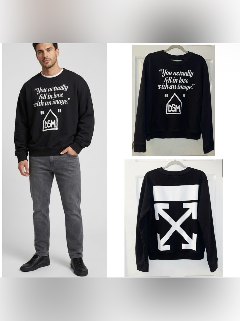 Off-White "You actually fell in love with an image" DSM Black Sweatshirt Large